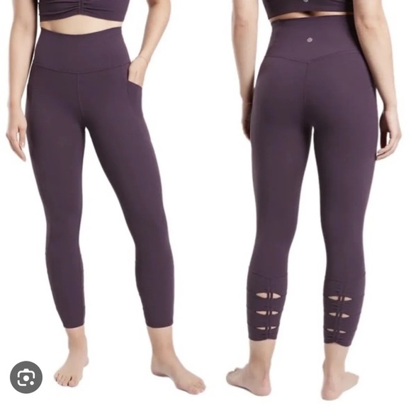Athleta Pants - ATHLETA Salutation Stash pocket II Cinch 7/8 Tight Purple Size Small